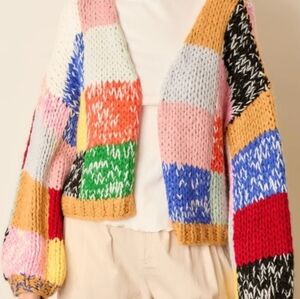 LISTICLE ColorBlock Cardigan, GORGEOUS & Bright, NWT, S❤️💙🖤🩷🧡💛